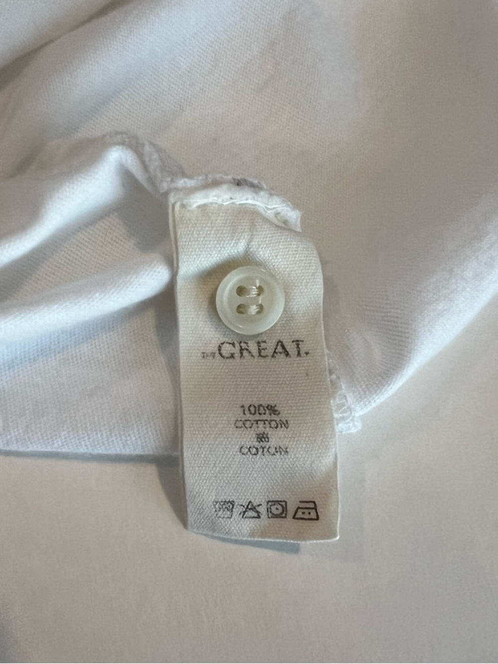 THE GREAT. A vintage inspired white polo tee in true white. - Picture 6 of 6